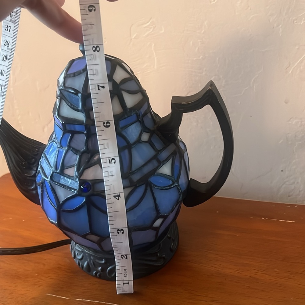 Vintage Cheyenne Stained Glass Teapot Lamp - Picture 10 of 17